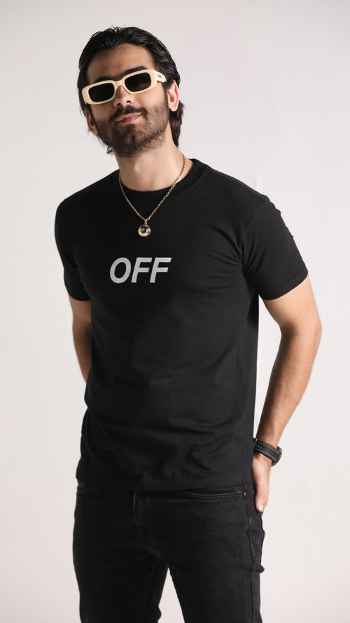 OFF X White Imported T-Shirt in Black